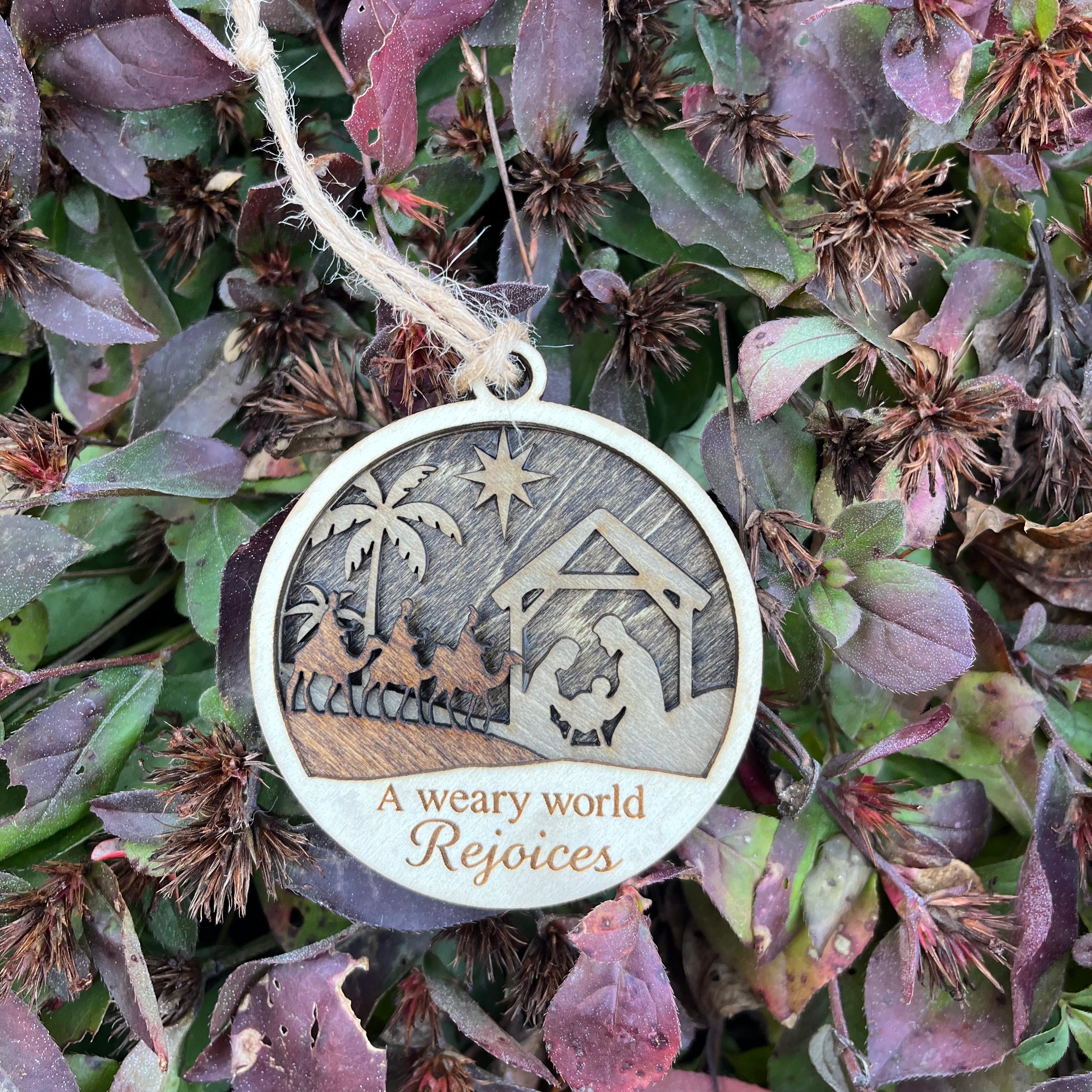 A Weary World Rejoices – Nativity Wooden Ornament Glow!