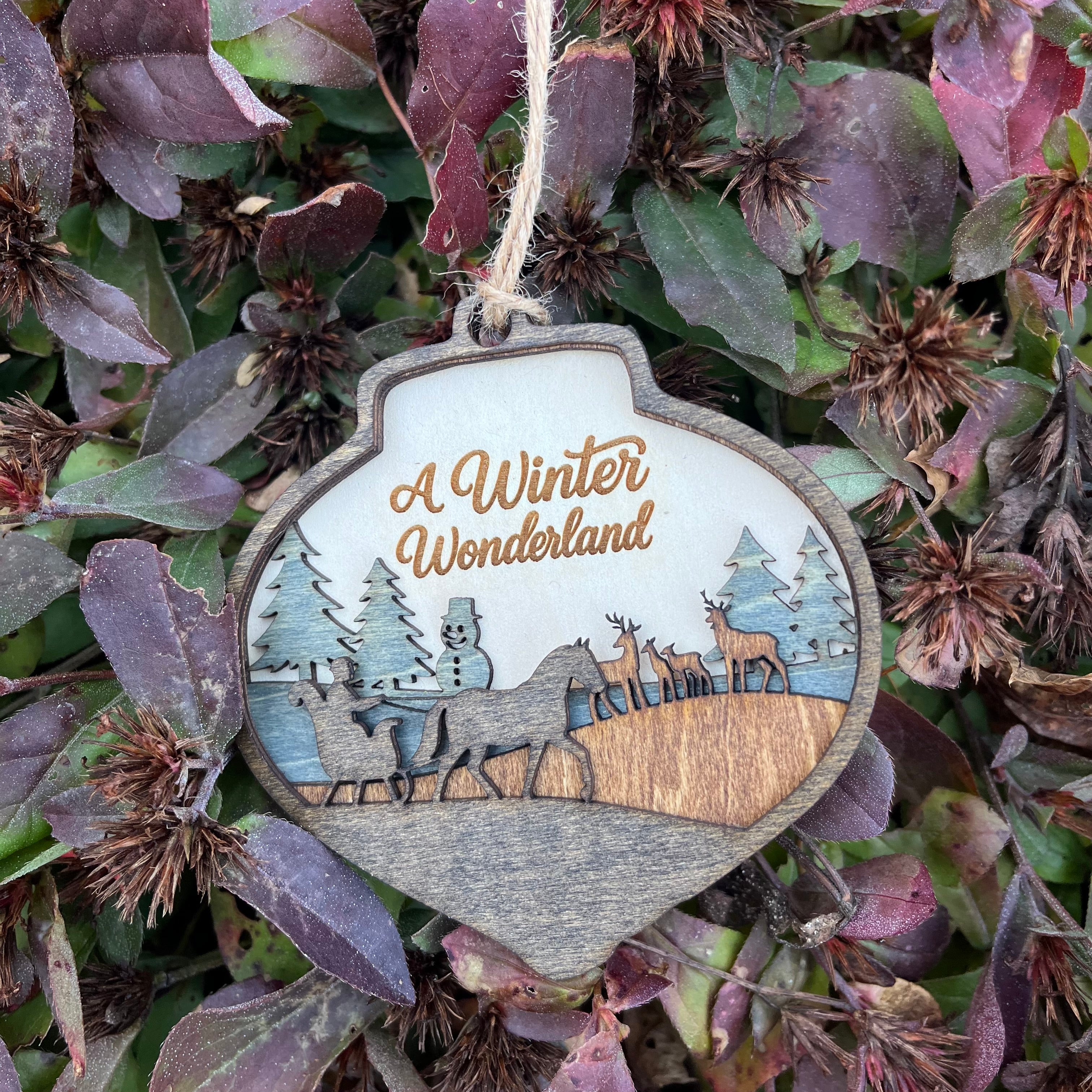 Multilayer Wooden “Winter Wonderland” Ornament –  Heirloom Scene