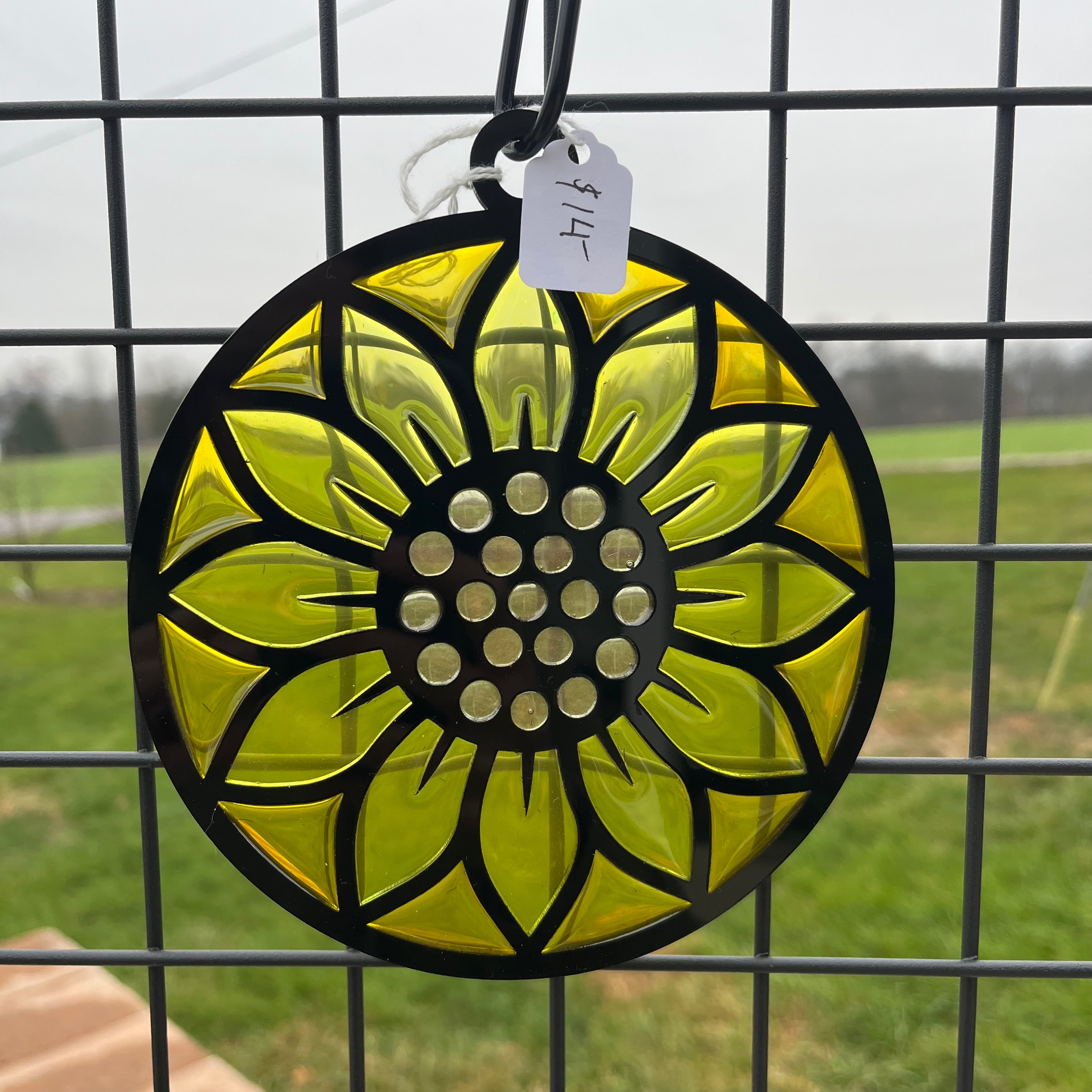 Sunflower Faux Stained Glass Suncatcher – 5½" Round