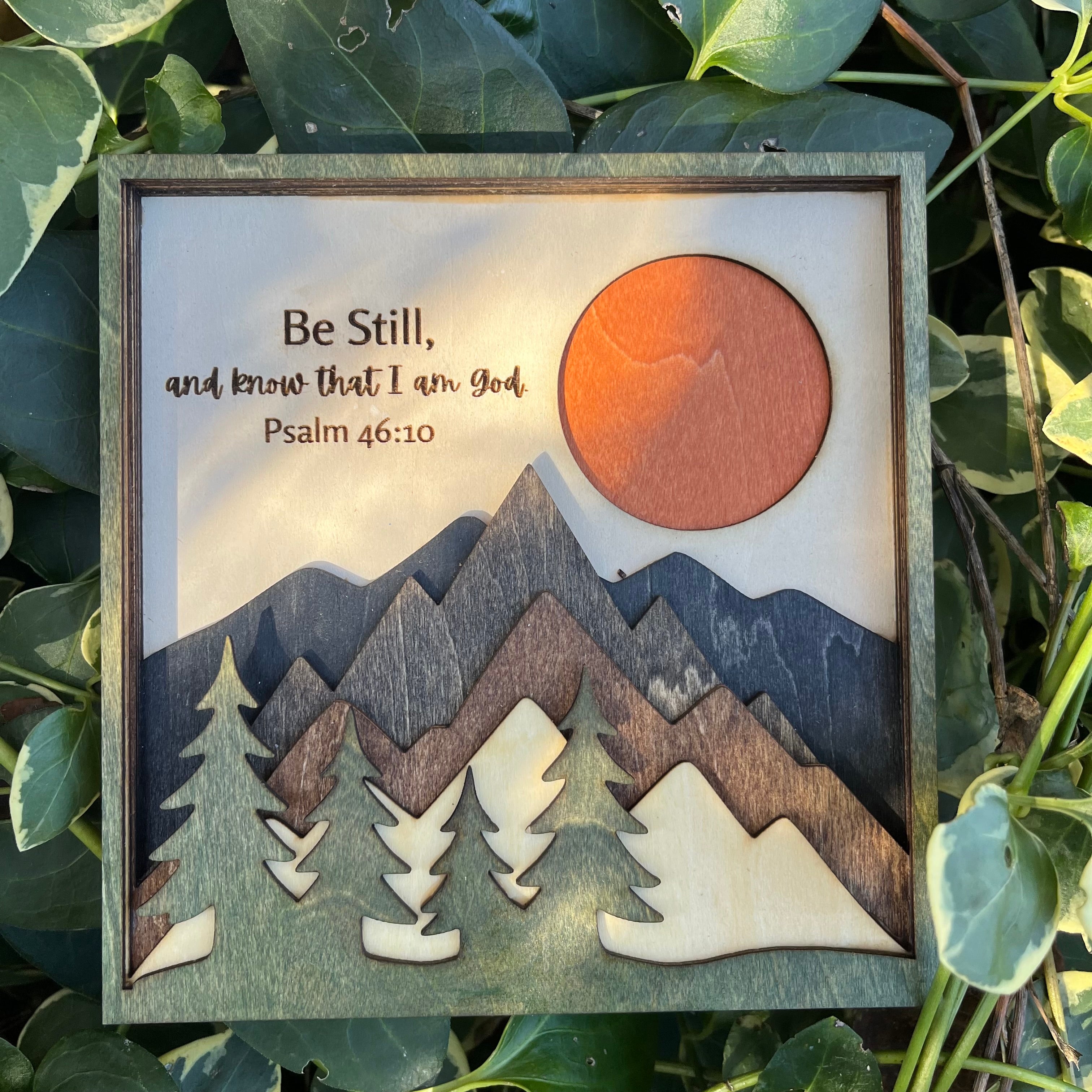 7-Layer Wooden Mountain Scripture Wall Art