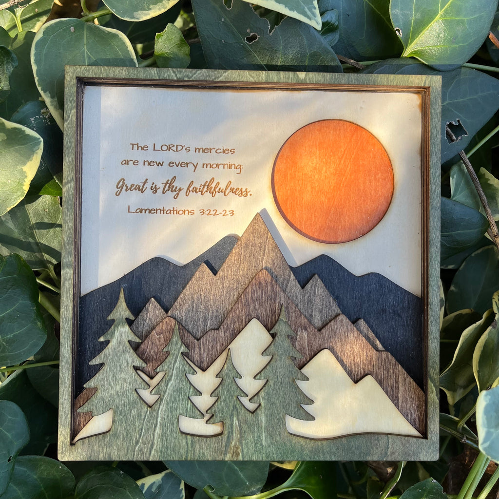 7-Layer Wooden Mountain Scripture Wall Art
