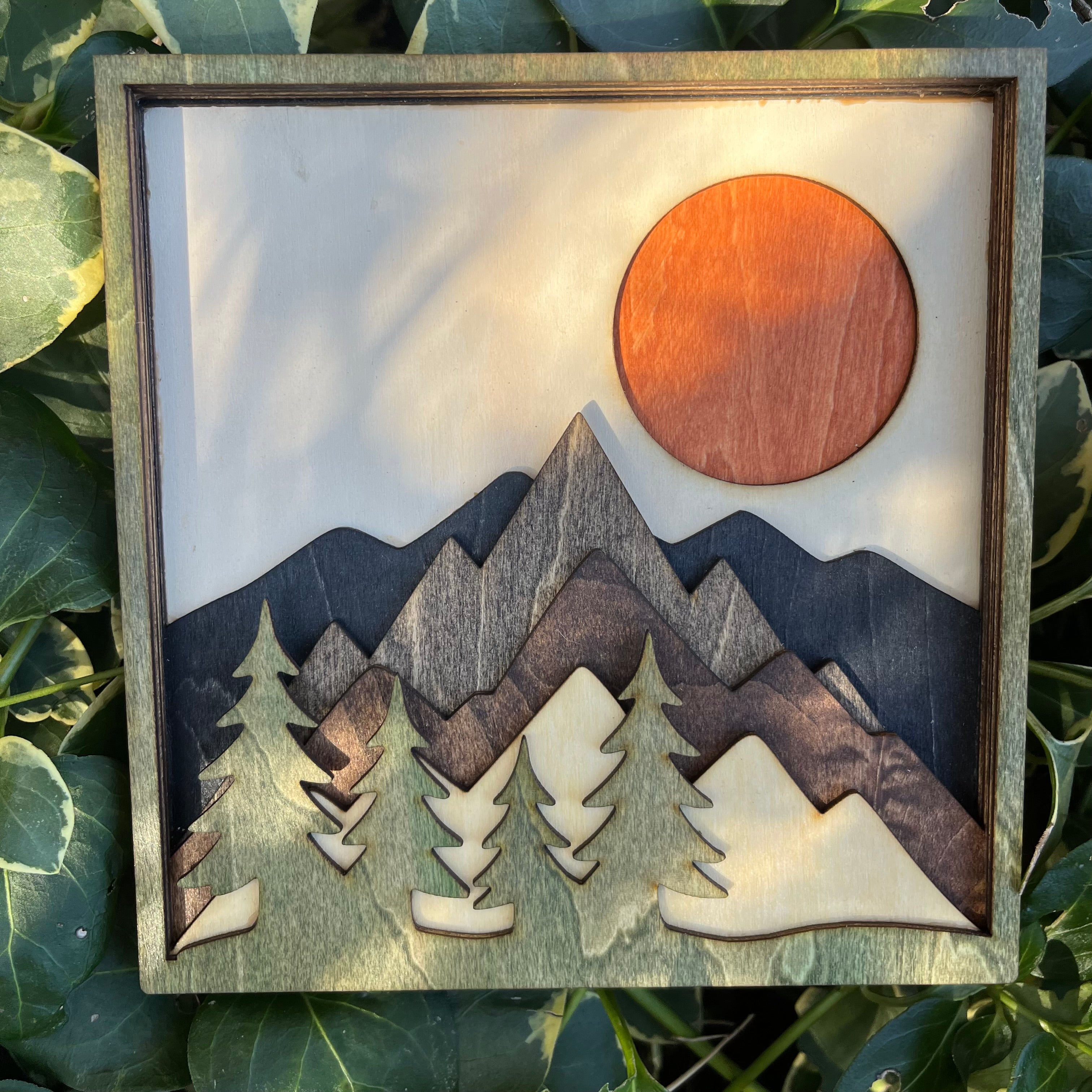 7-Layer Wooden Mountain Scripture Wall Art