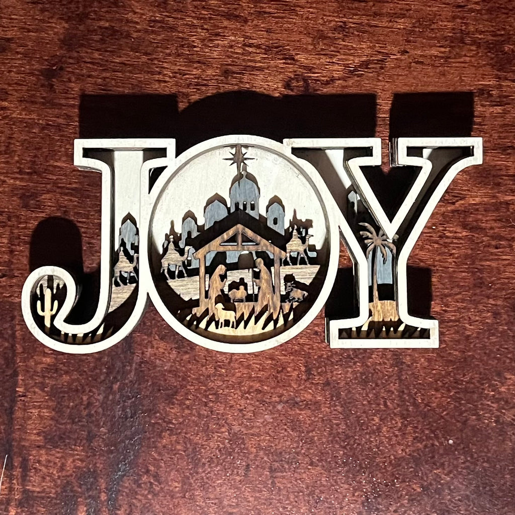 Unwrap the Spirit of Christmas with Our Multi-Layered JOY Sign! - Large Size  8" x 3 1/2"