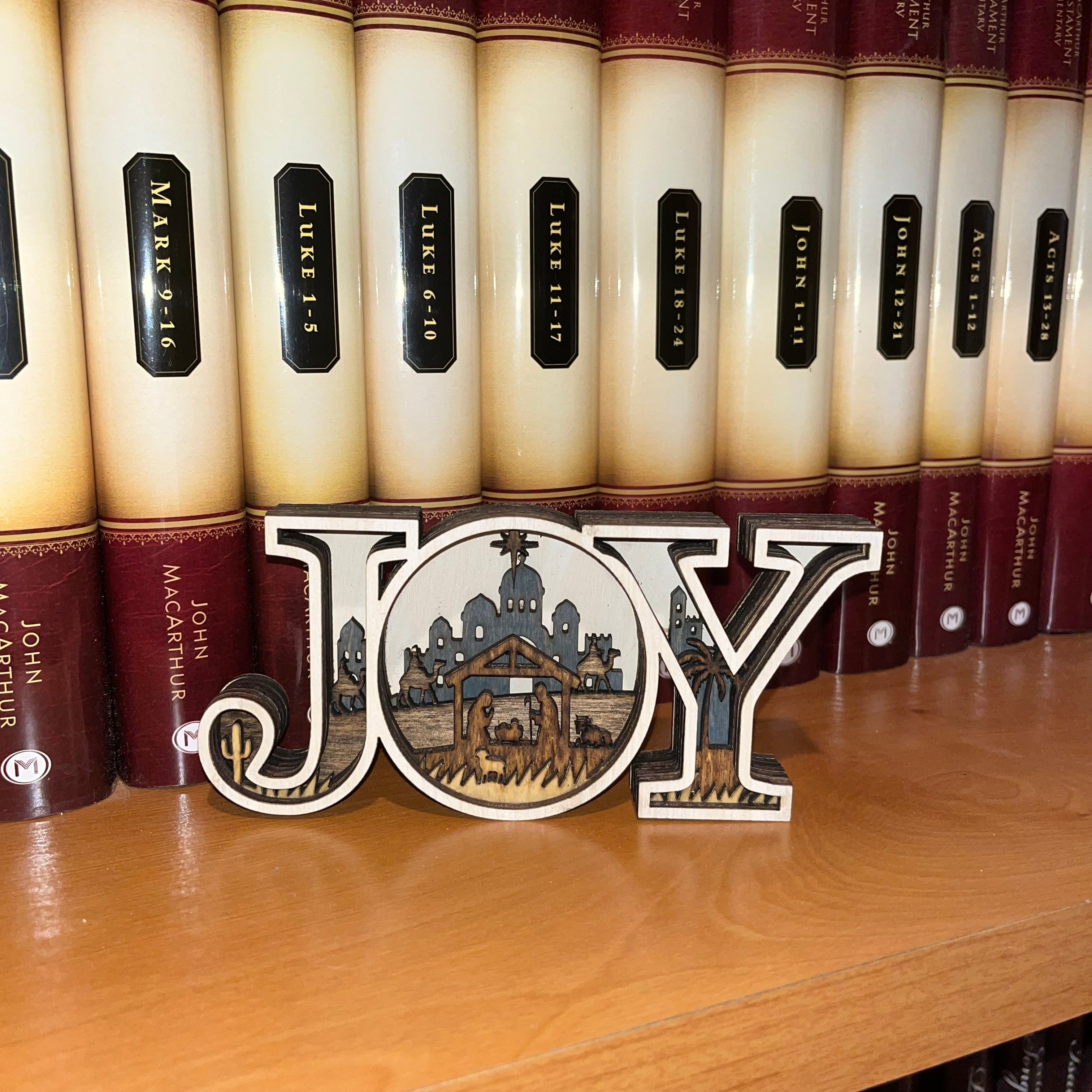 Unwrap the Spirit of Christmas with our Multi-Layers JOY Sign! - Small Size 6 1/2" x 3"